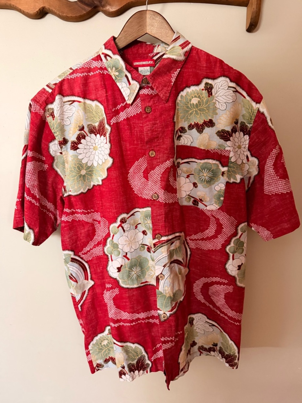UNIONBAY Vintage Red Floral Hawaiian Button-Up Shirt